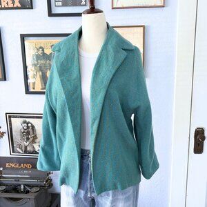 Vintage 1950s 1960s Coat Blue Green size XS